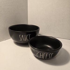 Rae Dunn Black Ceramic Sauce and Cheese‎ Bowls